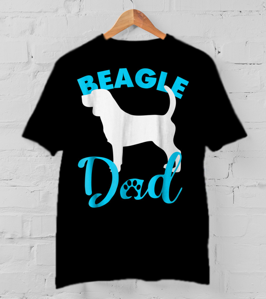 BEAGLE DAD Dog Silhouette Paw Prints T-Shirt
