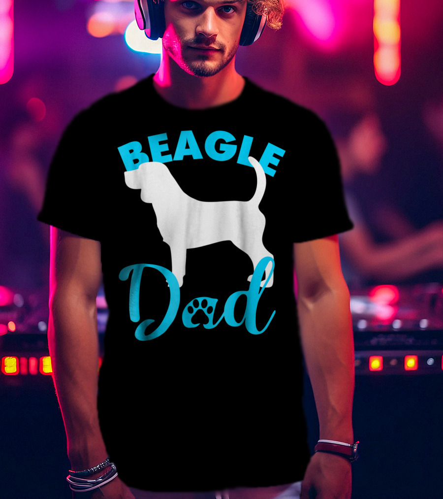 BEAGLE DAD Dog Silhouette Paw Prints T-Shirt