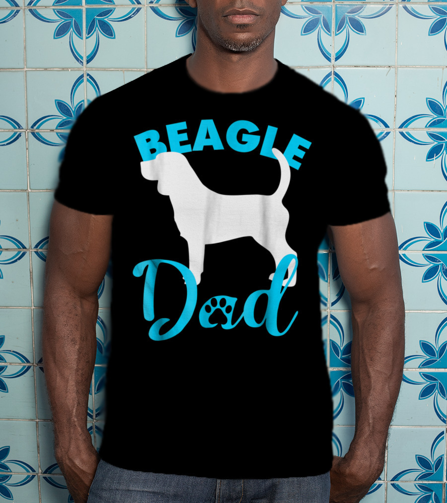 BEAGLE DAD Dog Silhouette Paw Prints T-Shirt