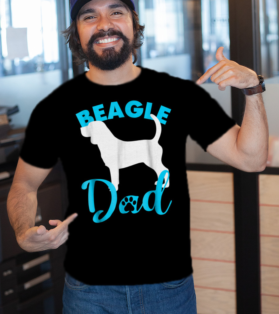 BEAGLE DAD Dog Silhouette Paw Prints T-Shirt