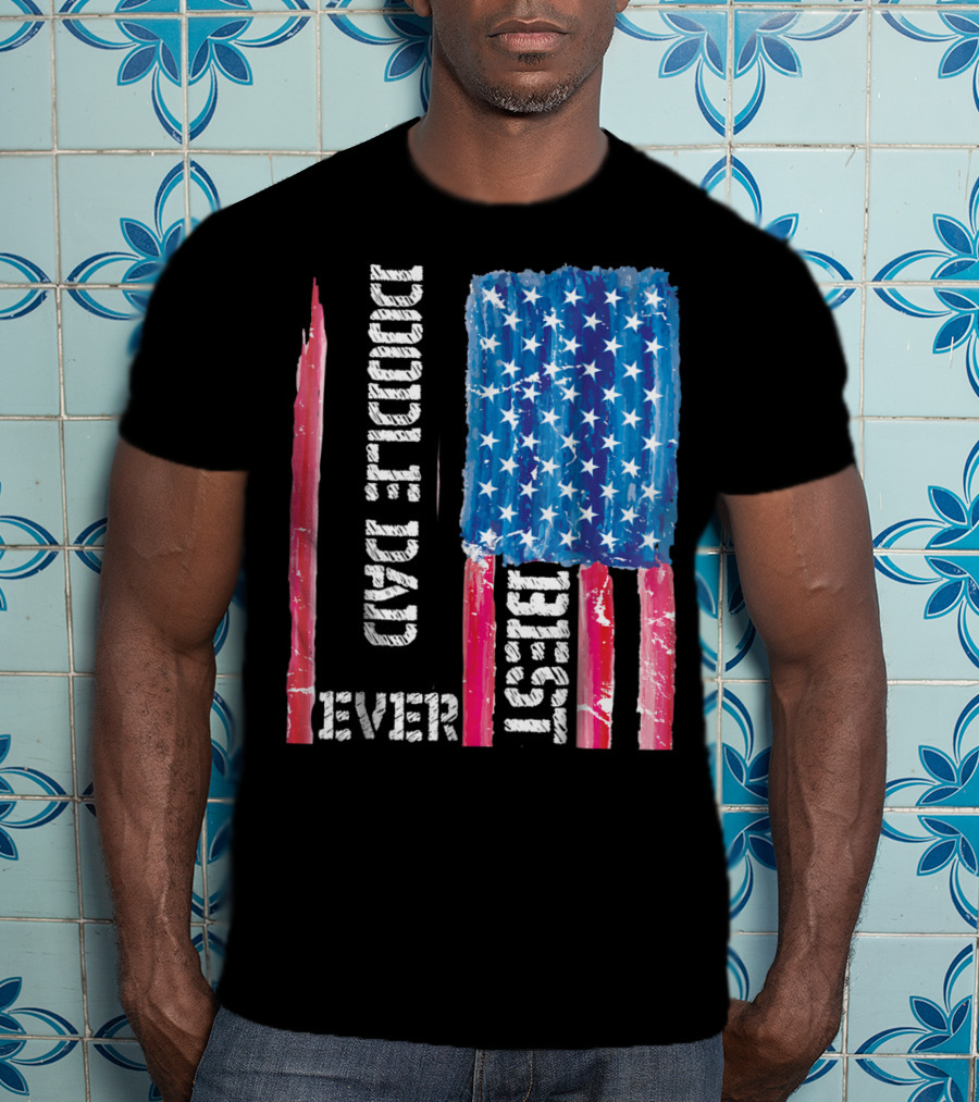 Best Doodle Dad Ever American Flag Distressed Patriotic T-Shirt