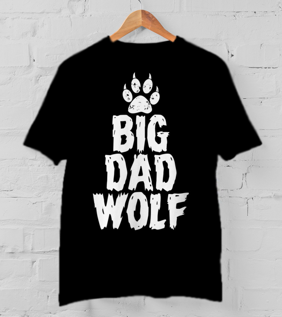Big Dad Wolf Paw Distressed White Novelty T-Shirt