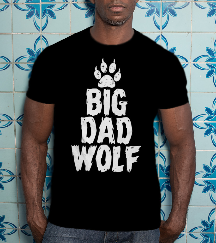 Big Dad Wolf Paw Distressed White Novelty T-Shirt