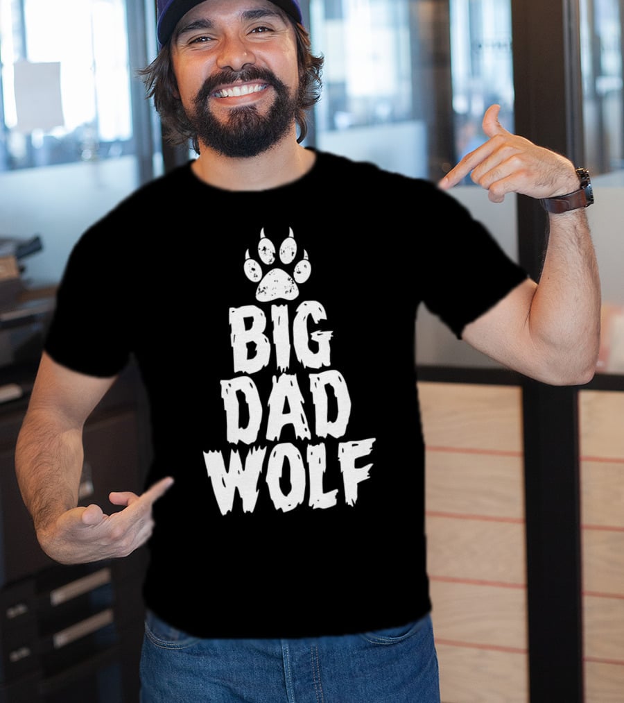 Big Dad Wolf Paw Distressed White Novelty T-Shirt
