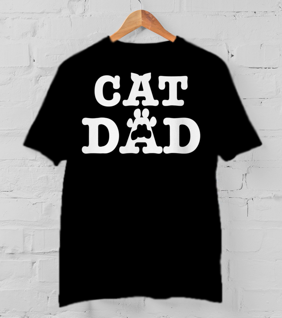 Cat Ears Paw Graphic Cat Dad Fathers T-Shirt