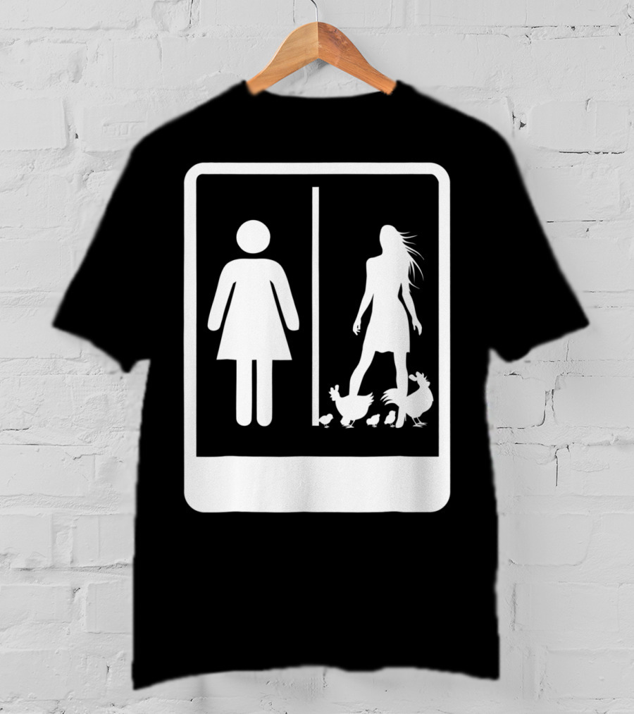 Chicken Dad Funny Rooster My Wife Farmers43 Silhouette Duo With Chickens T-Shirt