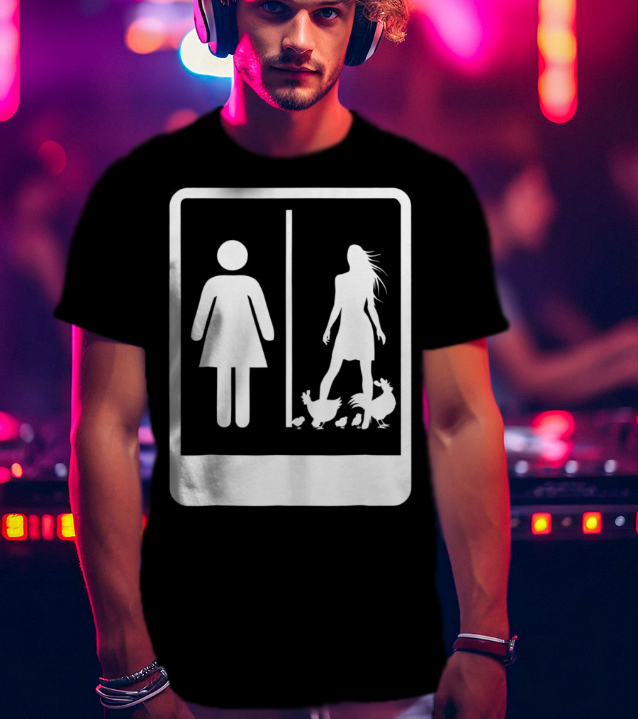 Chicken Dad Funny Rooster My Wife Farmers43 Silhouette Duo With Chickens T-Shirt