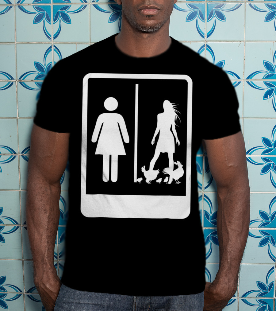 Chicken Dad Funny Rooster My Wife Farmers43 Silhouette Duo With Chickens T-Shirt