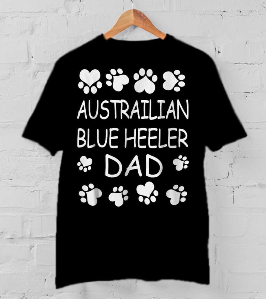 Australian Blue Heeler Dad Paw Prints T-Shirt