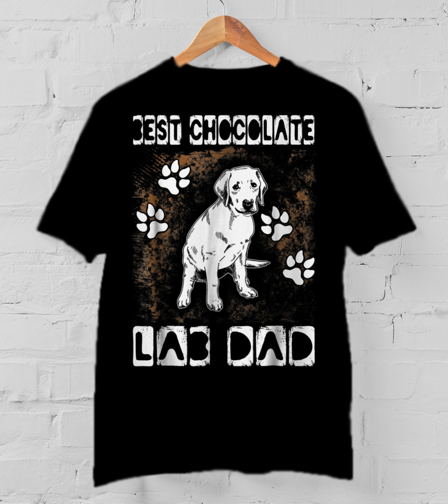 Best Chocolate Lab Dad Paw Print Labrador T-Shirt