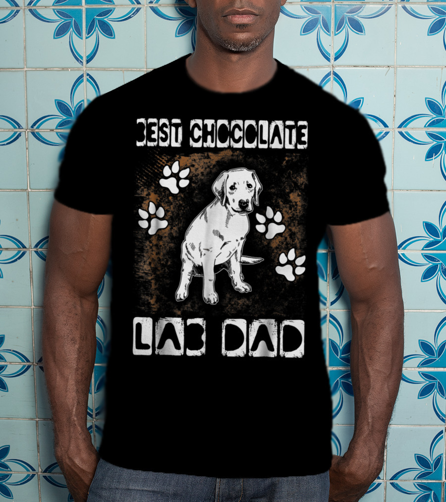 Best Chocolate Lab Dad Paw Print Labrador T-Shirt