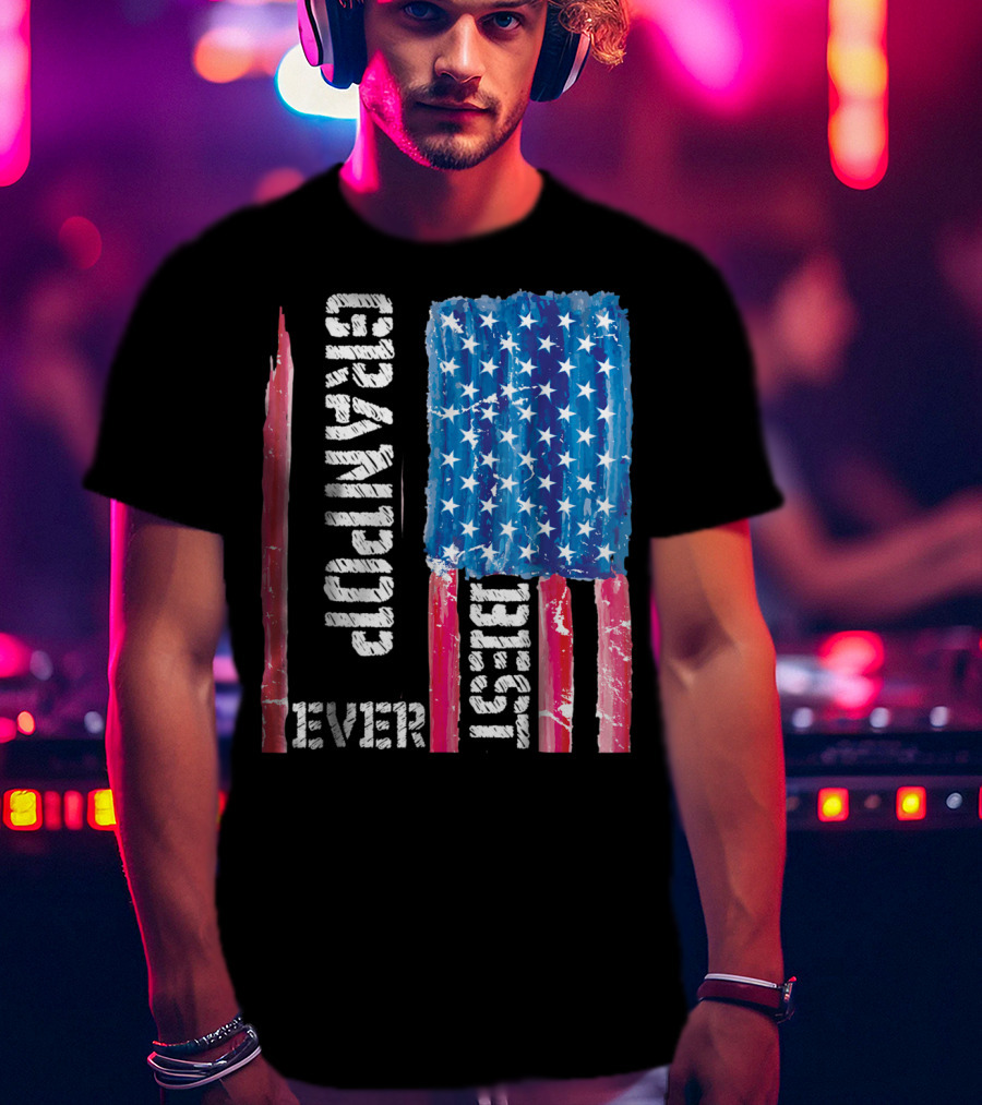 Best Grandpop Ever American Flag Grandfather Patriotic T-Shirt