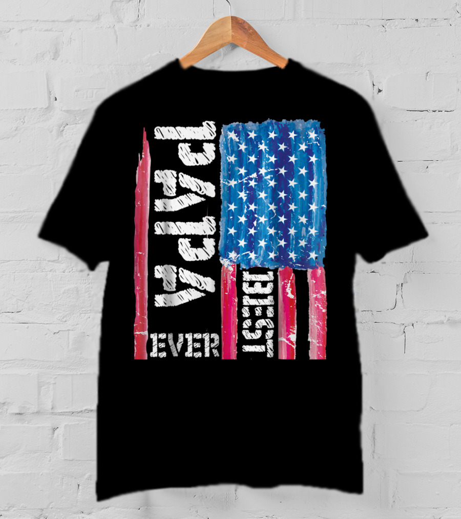 Best Papa Ever Distressed American Flag T-Shirt