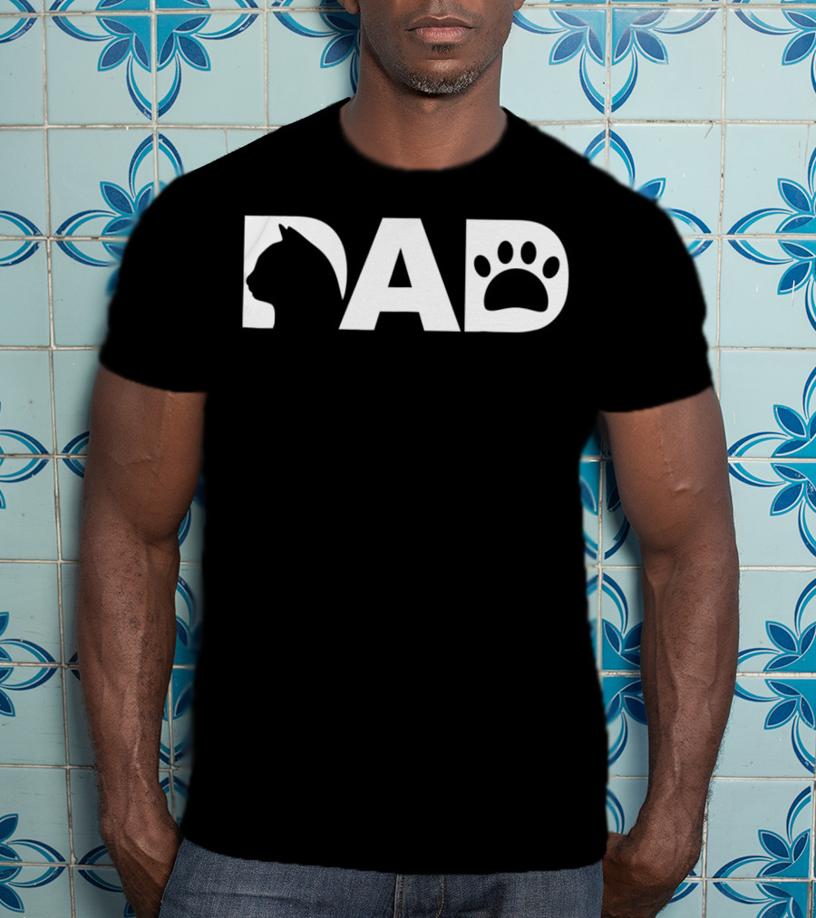 Cat Dad Silhouette Paw Funny Dy23 T-Shirt