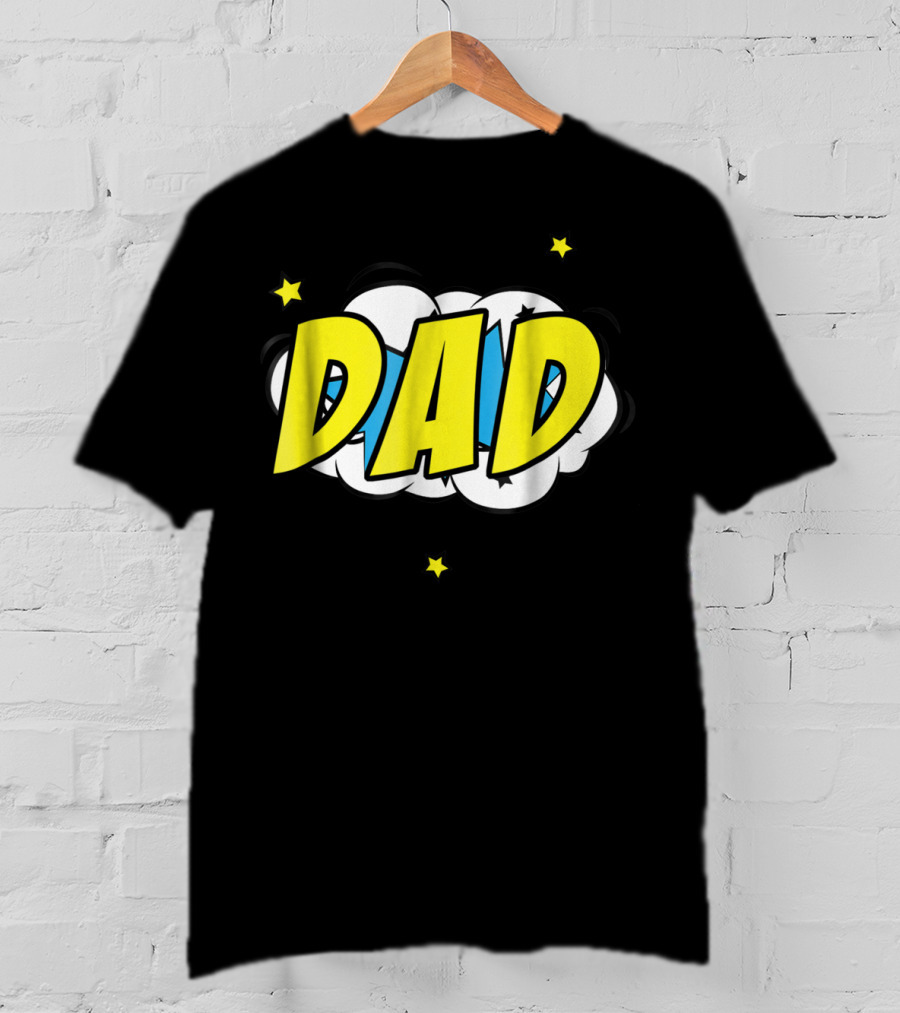 Dad Comic Book Style Action Burst With Stars T-Shirt