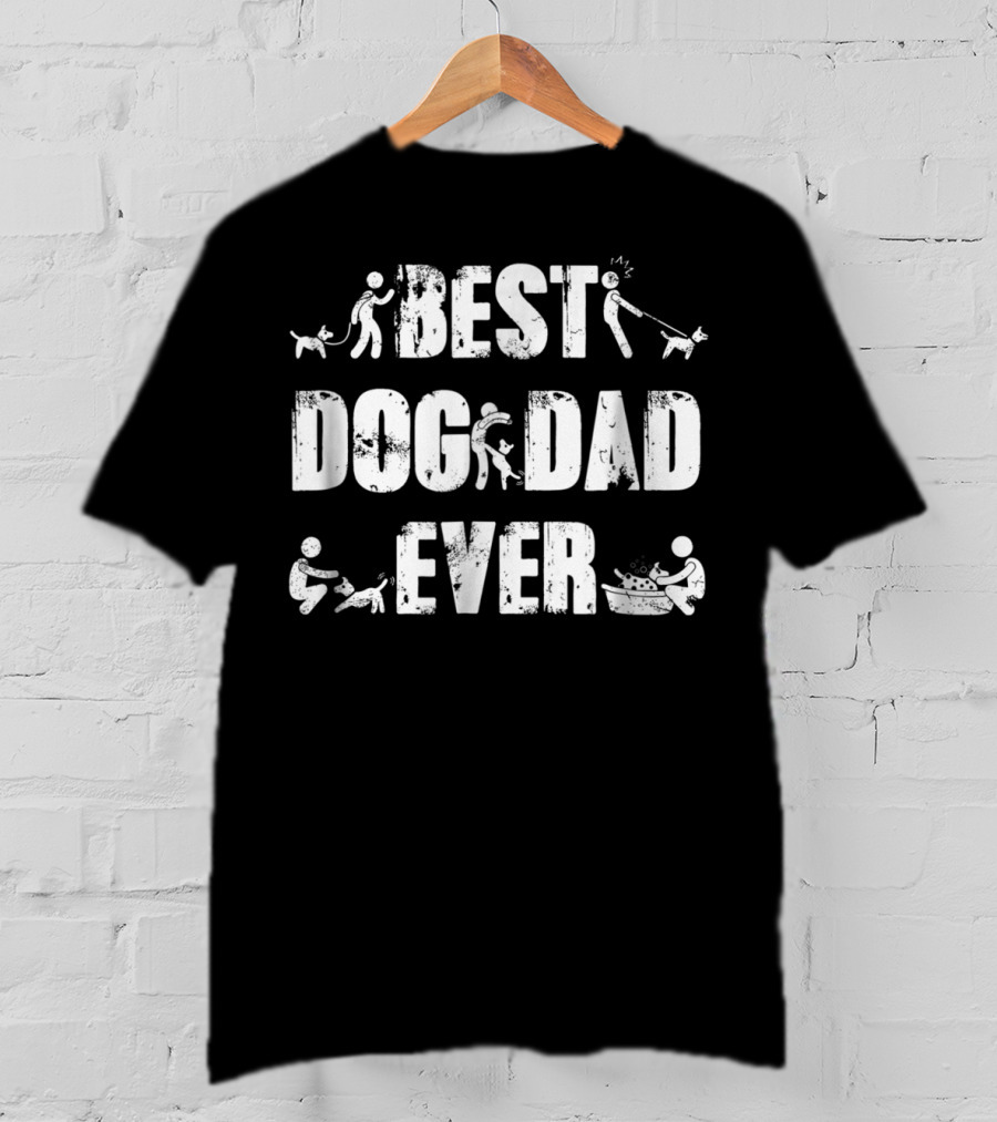 Best Dog Dad Ever Funny For Dog Lovers Playful Activities Icons T-Shirt