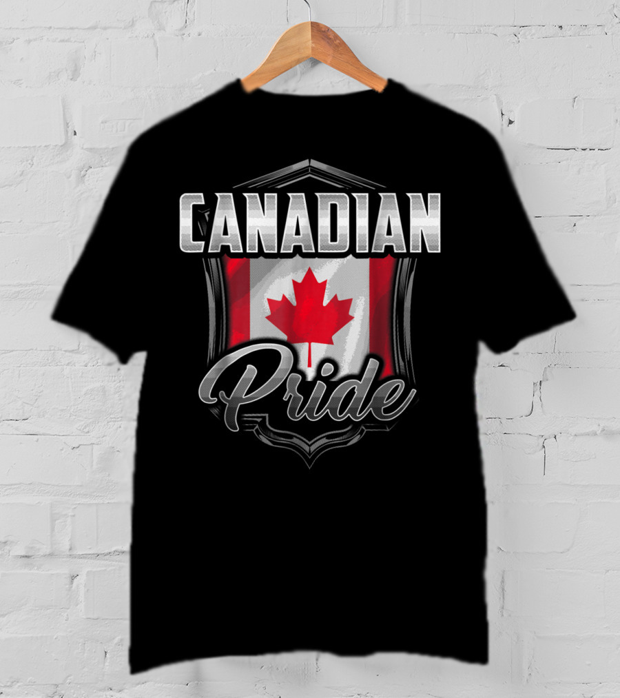 Canadian Pride Dad Family Heritage Roots90 Maple Leaf Shield T-Shirt