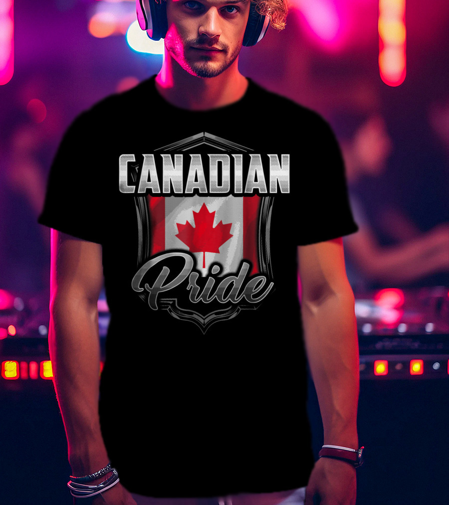 Canadian Pride Dad Family Heritage Roots90 Maple Leaf Shield T-Shirt