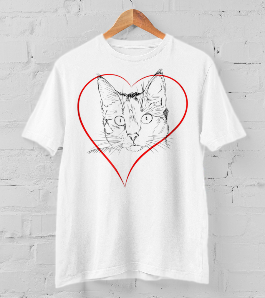 Cats Funny Cat Love Kitten Cat Mom And Cat Dad Heart Shape T-Shirt
