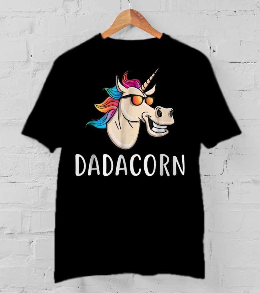 Dadacorn Unicorn Dad Funny Cool With Sunglasses And Colorful Mane T-Shirt