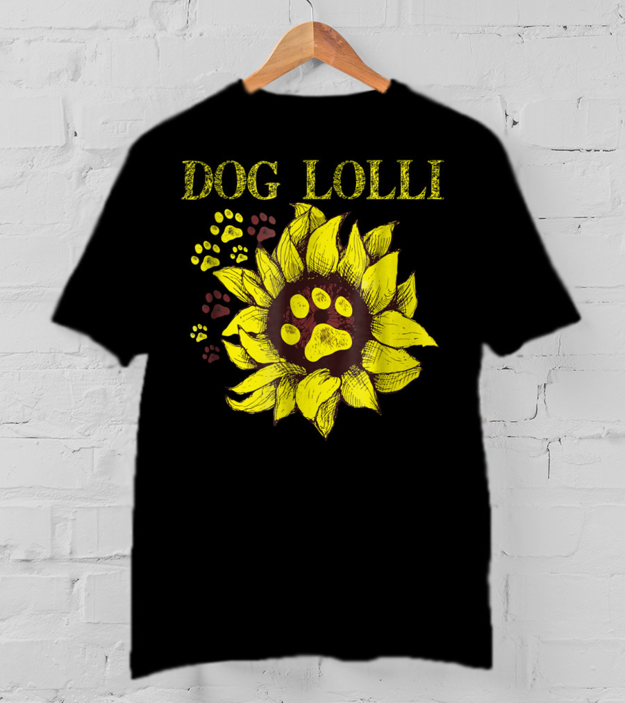 Dog Lolli Sunflower Paw Prints Dog Dad T-Shirt