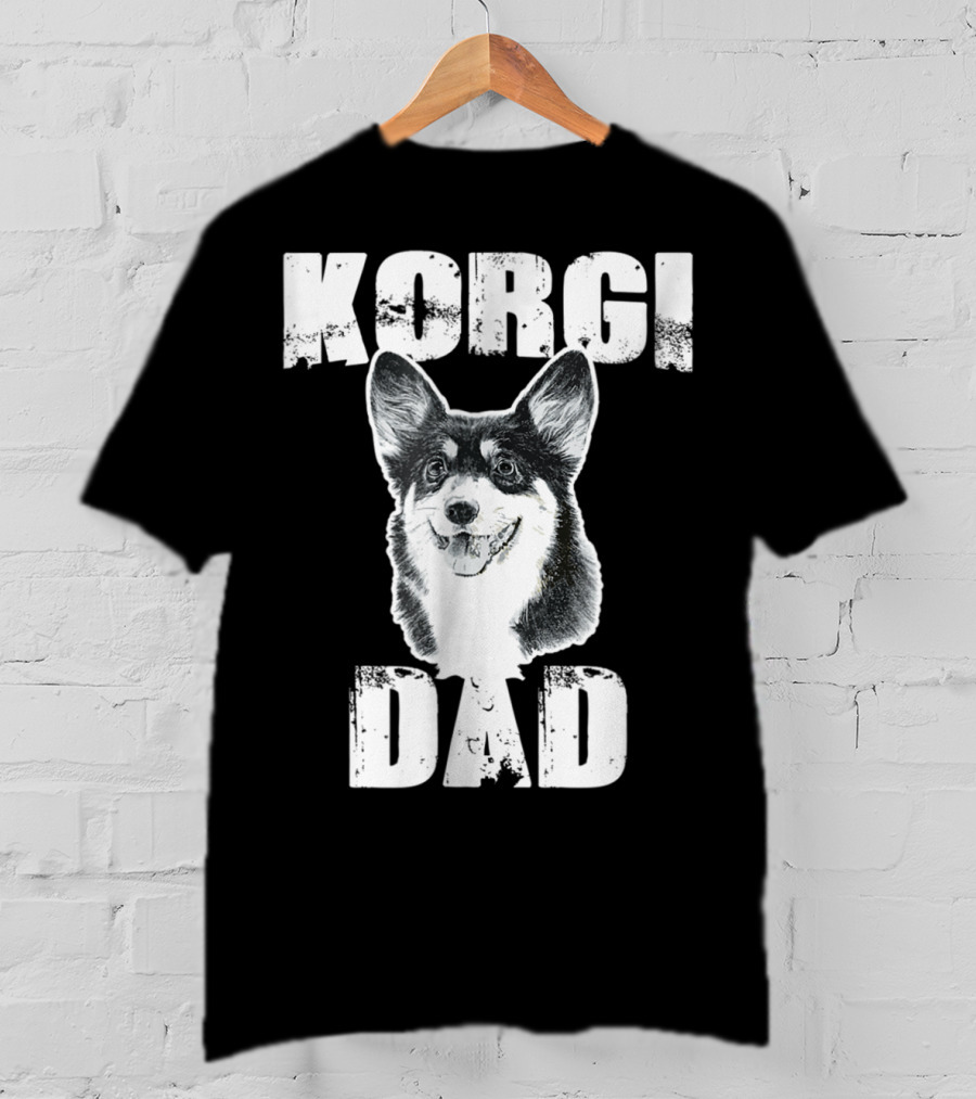 Korgi Dad Black White Fur Father Of Pup 15 T-Shirt
