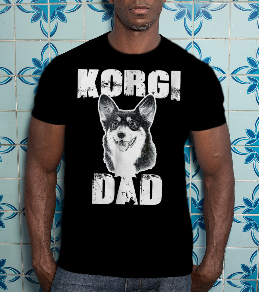 Korgi Dad Black White Fur Father Of Pup 15 T-Shirt