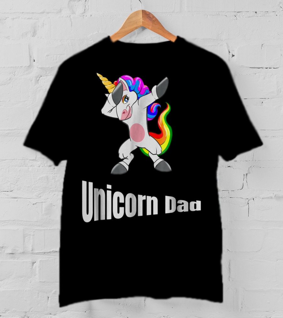 Dabbing Unicorn Dad Rainbow Birthday T-Shirt