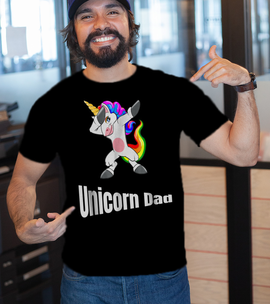 Dabbing Unicorn Dad Rainbow Birthday T-Shirt