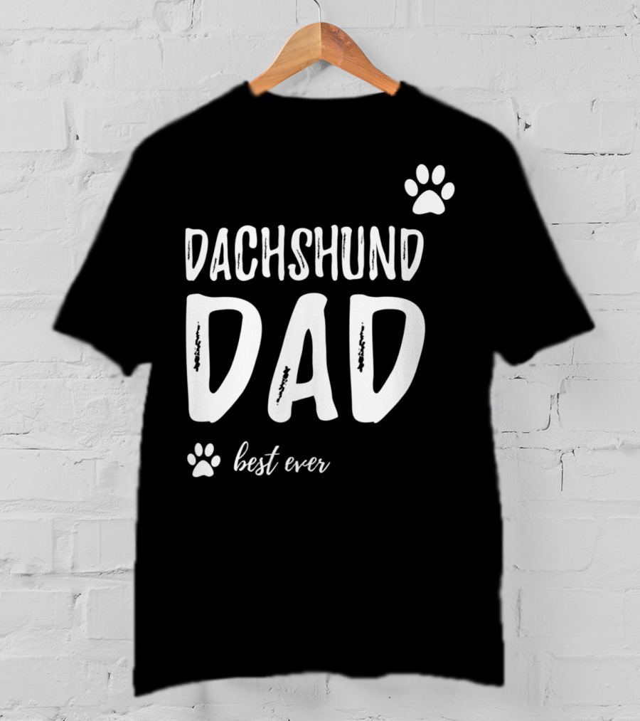 Dachshund Dad Best Ever Funny Dog Lover Paw Prints T-Shirt