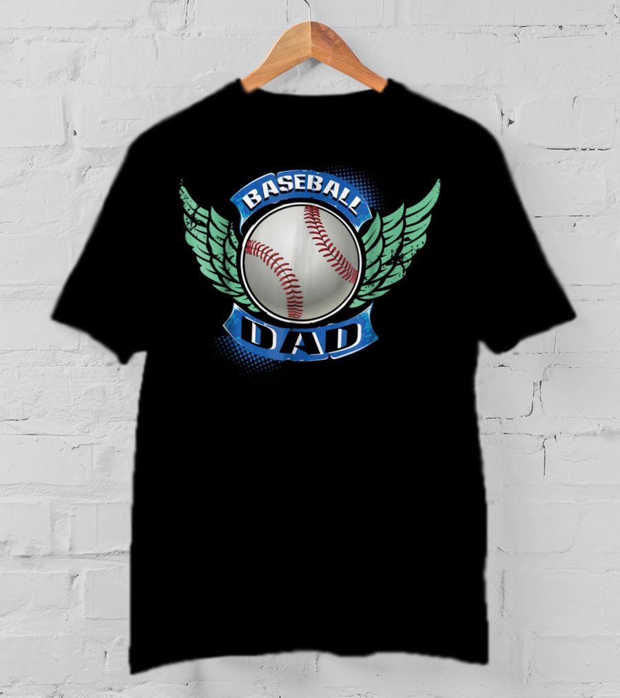 Baseball Dad With Winged Baseball T-Shirt