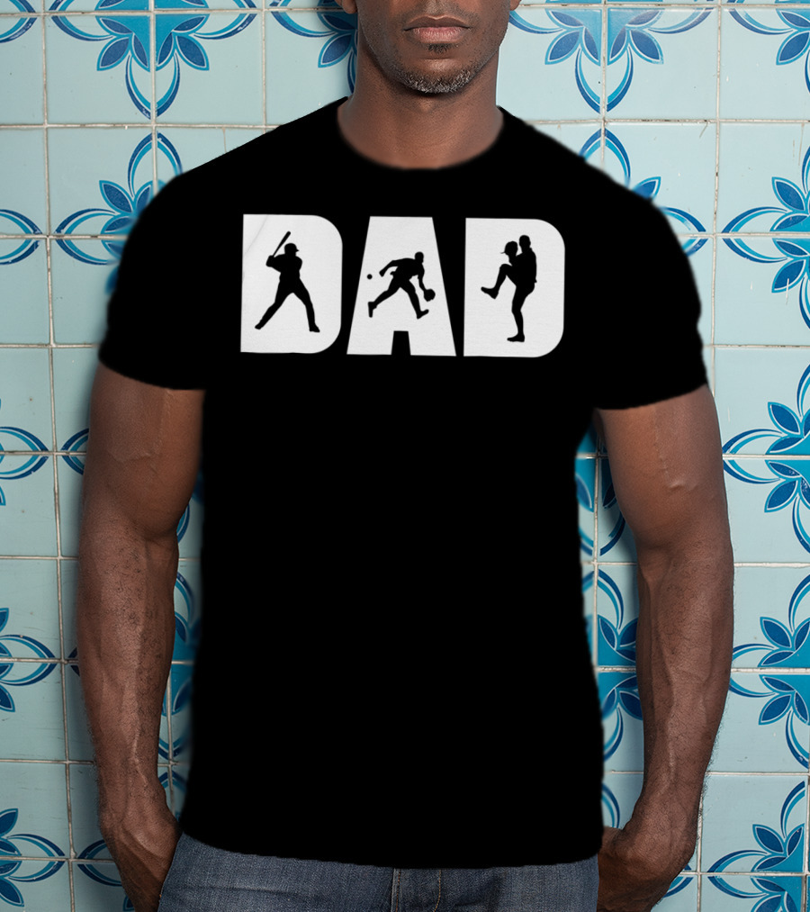 Dad Baseball Silhouettes Father's Birthday T-Shirt