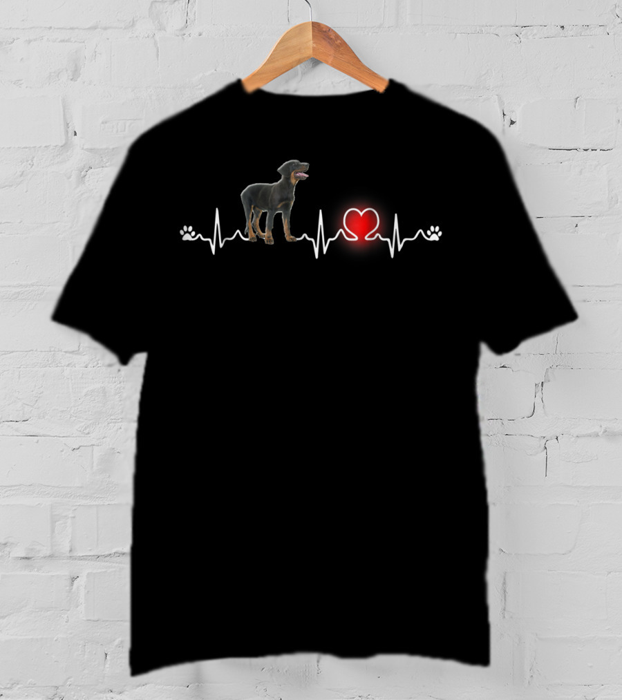 Beauceron Heartbeat Pawprint Love T-Shirt