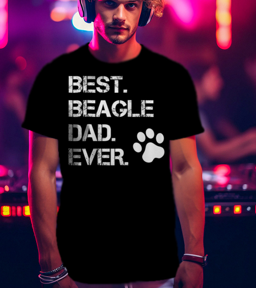 Best Beagle Dad Ever Dog Animal Lover Paw Prints T-Shirt