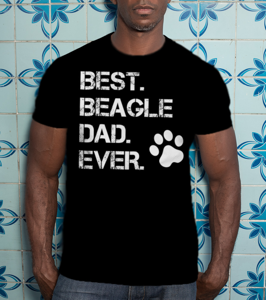 Best Beagle Dad Ever Dog Animal Lover Paw Prints T-Shirt