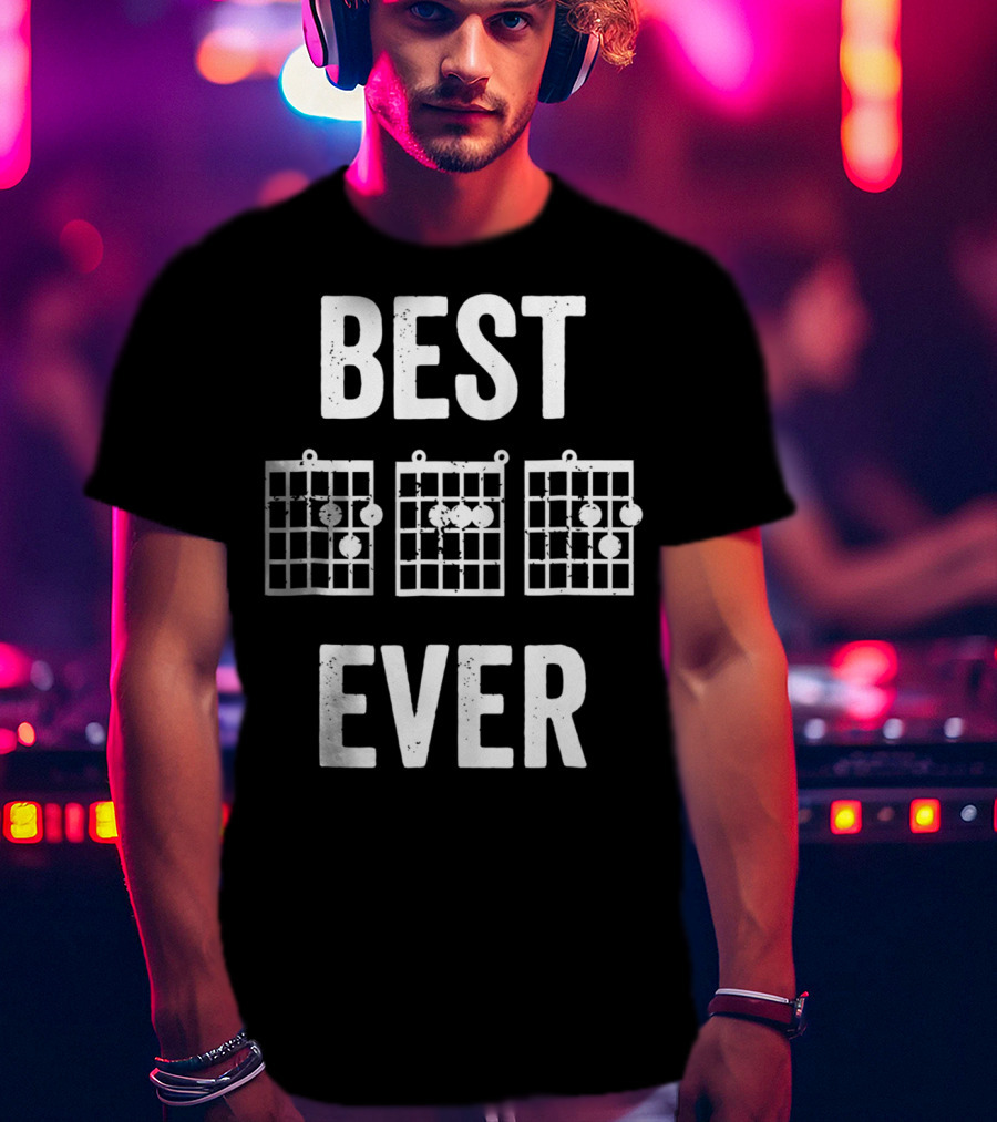 Best Dad Ever Music Chords Bold Condensed73 Guitar Diagrams T-Shirt