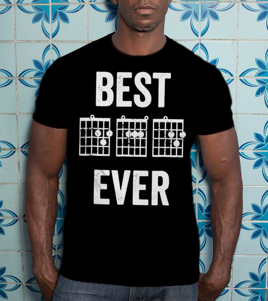 Best Dad Ever Music Chords Bold Condensed73 Guitar Diagrams T-Shirt