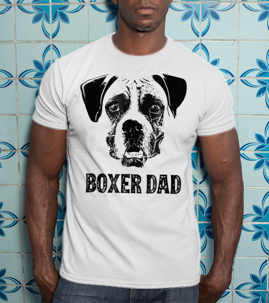 Boxer Dog Dad Boxer Dad Face T-Shirt