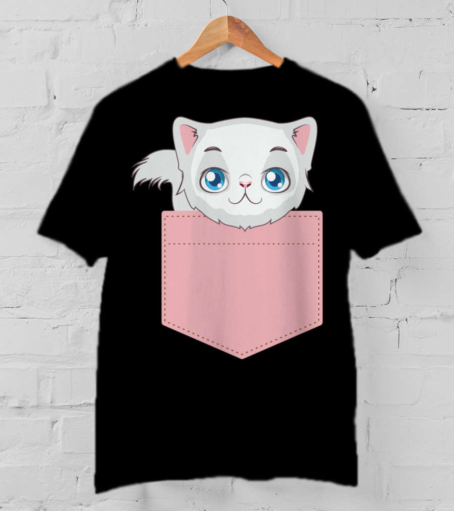 Cat In Pocket For Cat Mom Cat Dad And Cat Lovers Cute Kitty T-Shirt