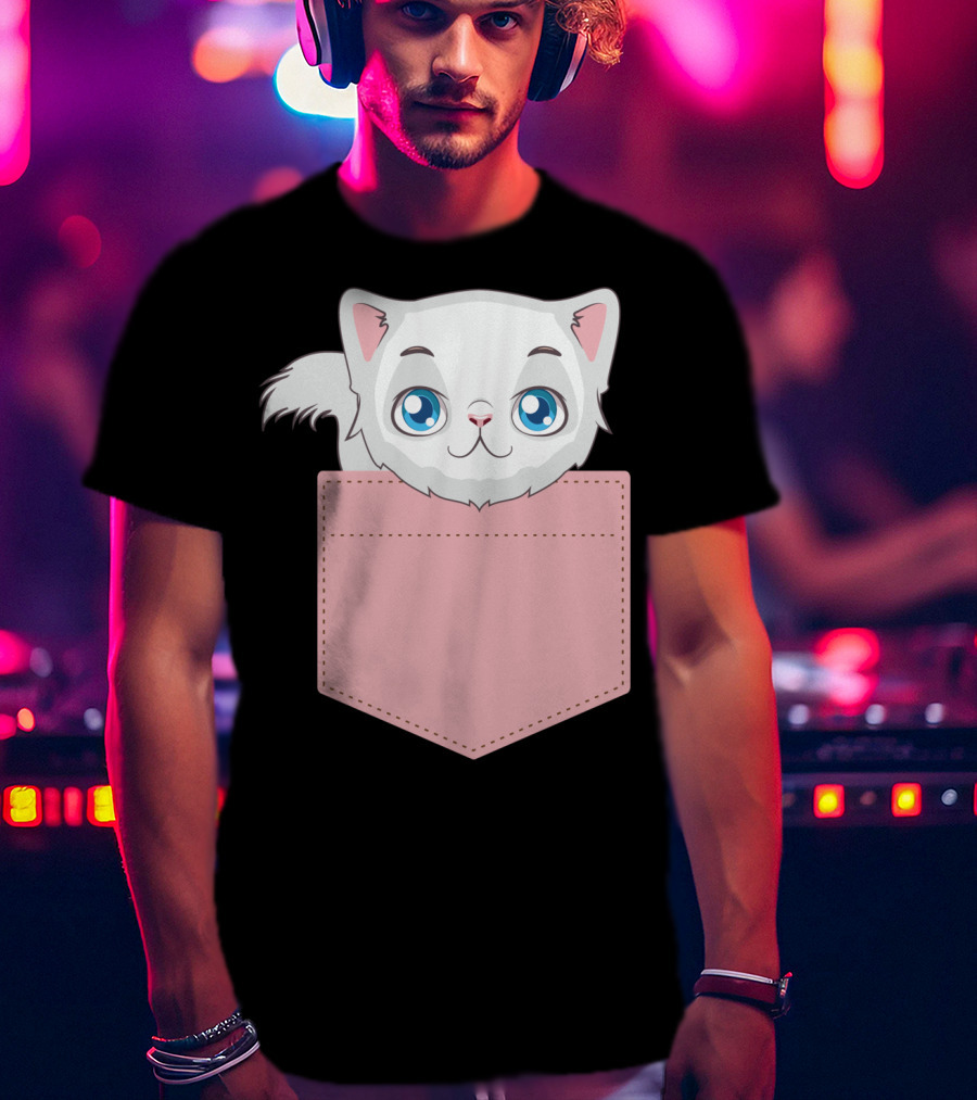 Cat In Pocket For Cat Mom Cat Dad And Cat Lovers Cute Kitty T-Shirt