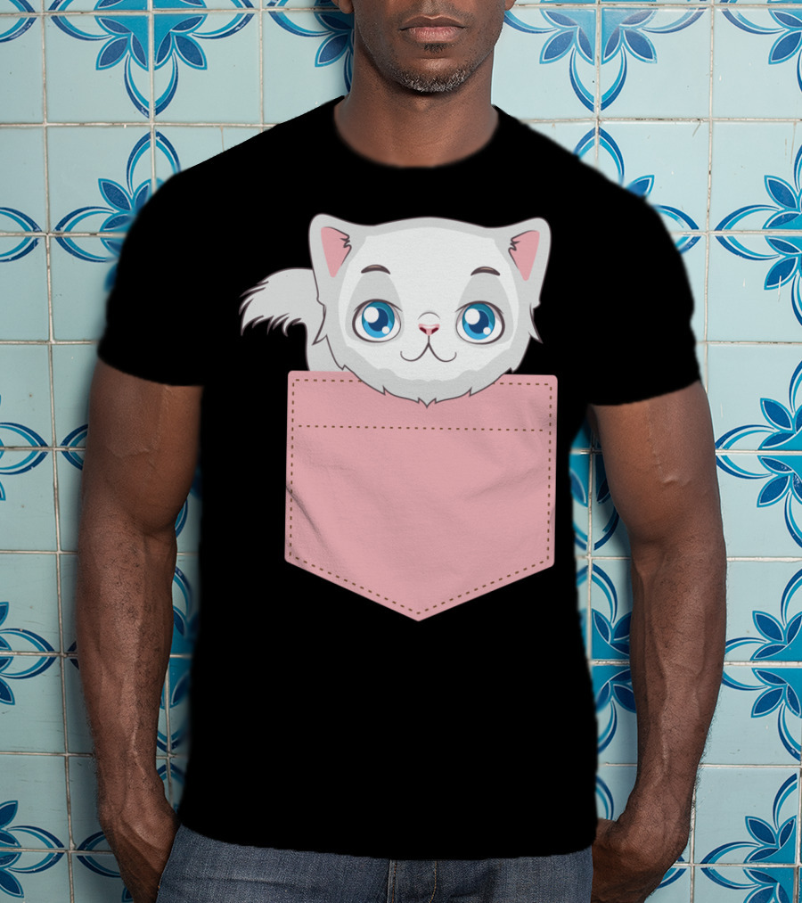 Cat In Pocket For Cat Mom Cat Dad And Cat Lovers Cute Kitty T-Shirt