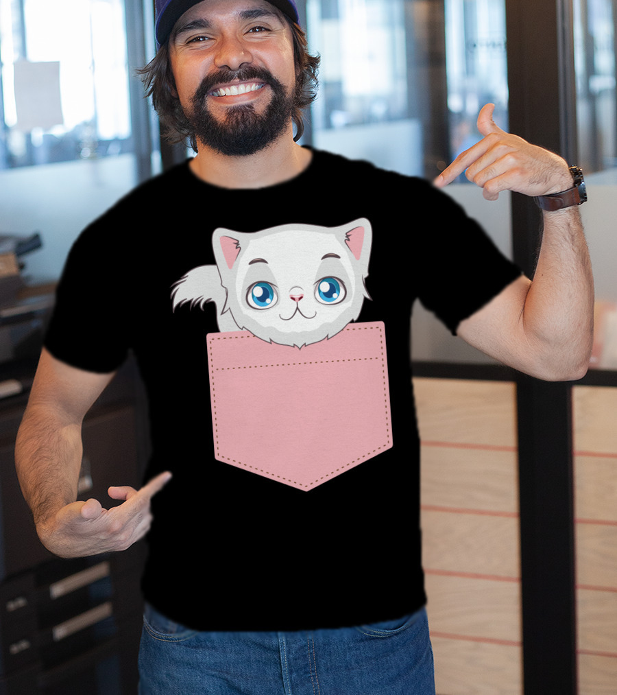Cat In Pocket For Cat Mom Cat Dad And Cat Lovers Cute Kitty T-Shirt