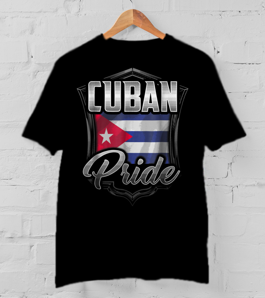 Cuban Pride Cuba Flag Shield Heritage Roots Dad Family 43 T-Shirt