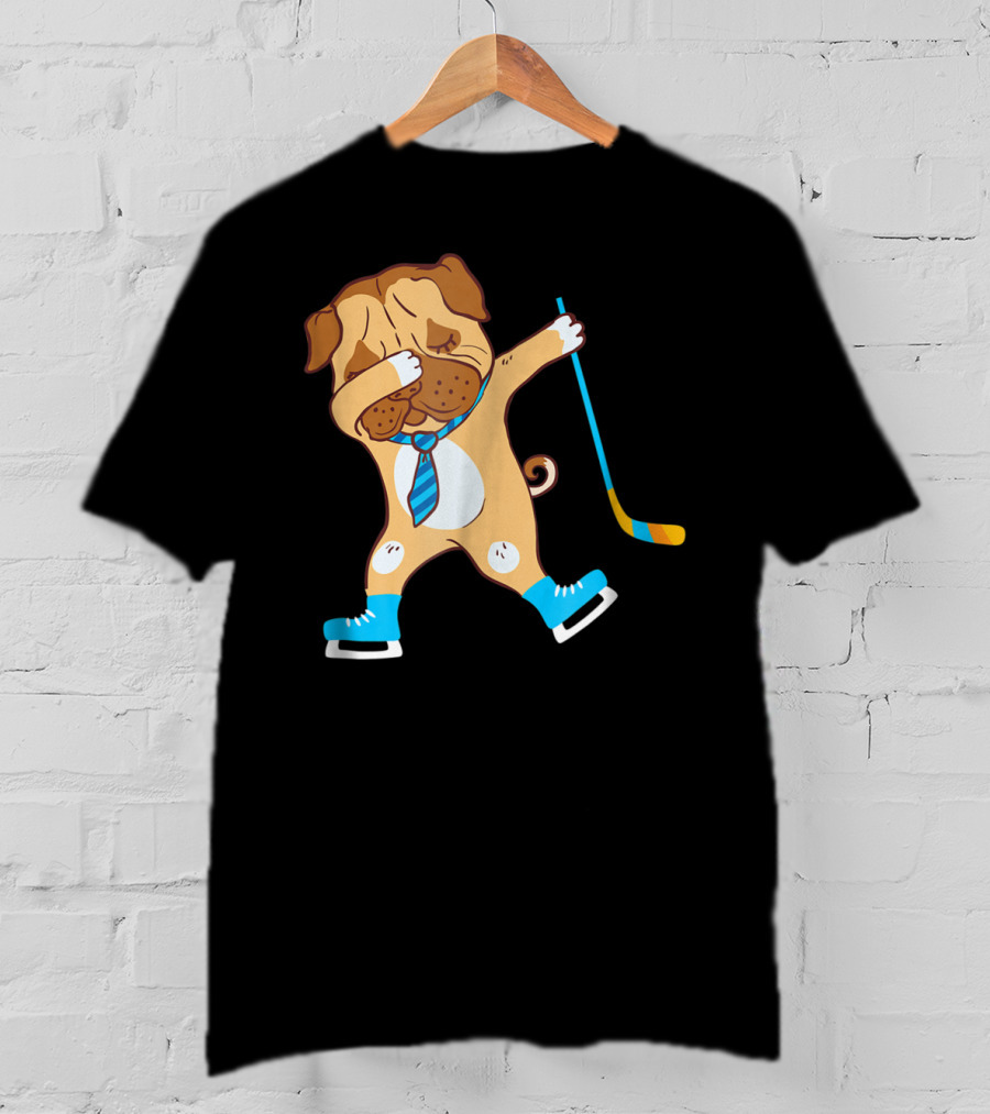 Dabbing Ice Hockey Dog Best Dad Ever Boys T-Shirt