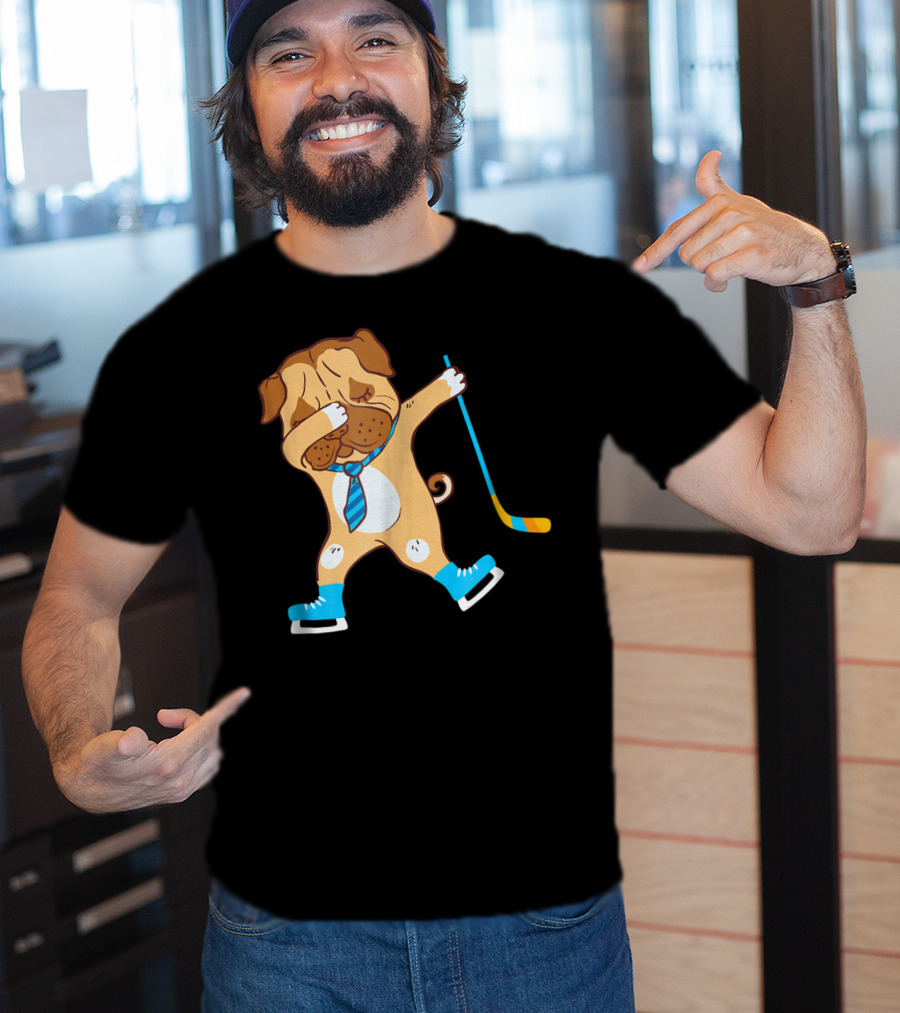 Dabbing Ice Hockey Dog Best Dad Ever Boys T-Shirt