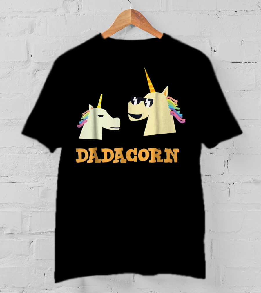 Dadacorn Cool Dad Unicorn With Sunglasses And Rainbow Mane T-Shirt