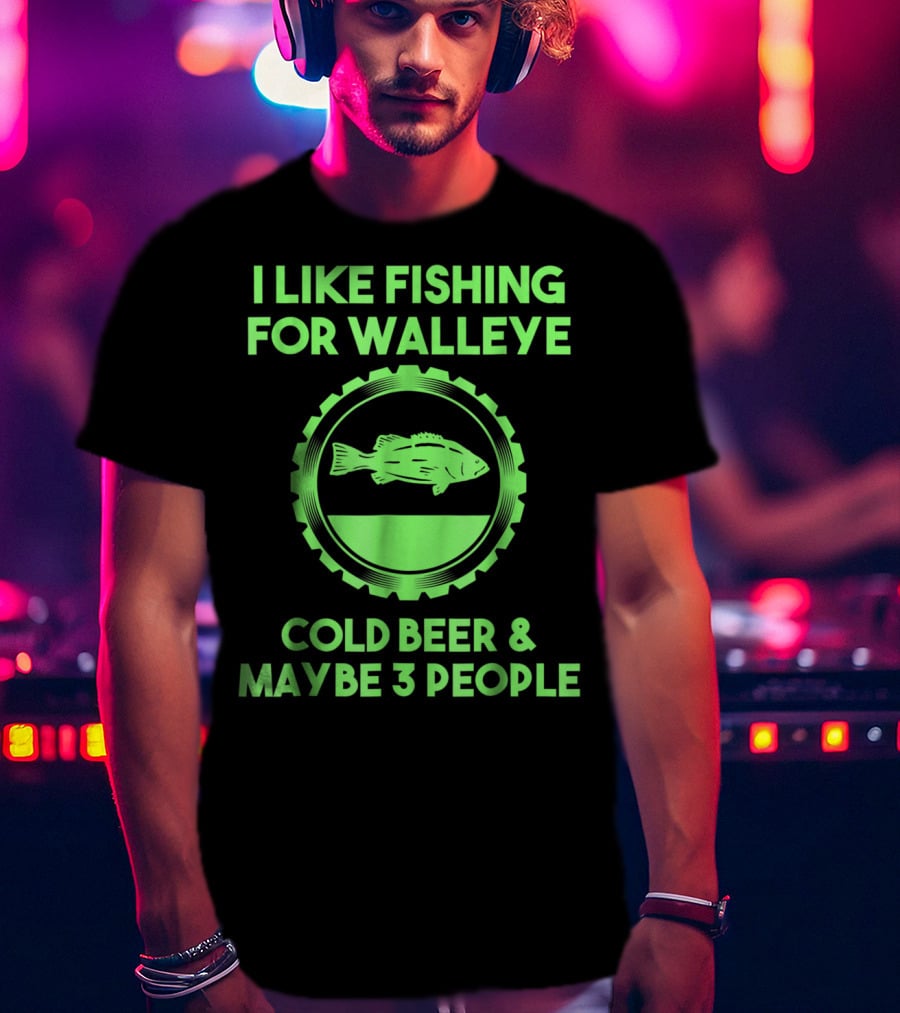 I Like Fishing For Walleye Cold Beer And Maybe 3 People T-Shirt