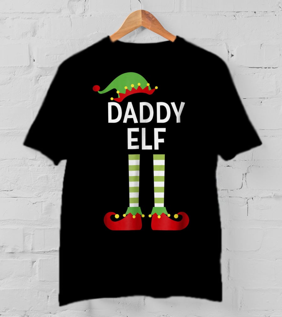Daddy Elf Dad Cute Matching Family Christmas Elves Hat And Shoes T-Shirt