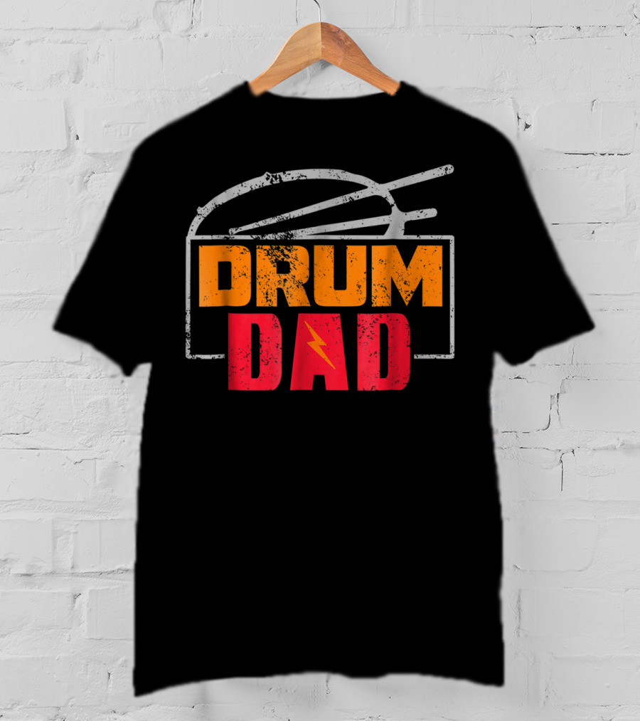 Distressed Drum Drum Dad Drumming Sticks Electric Bolt T-Shirt