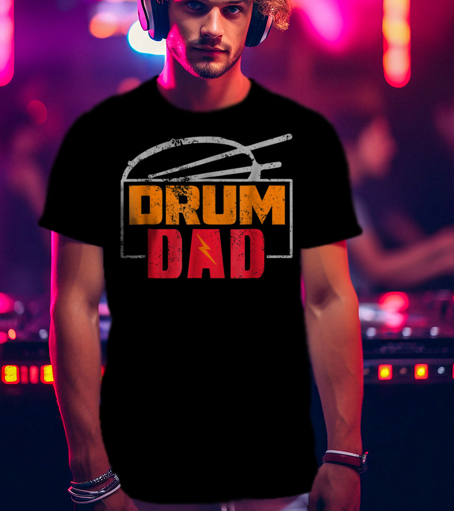 Distressed Drum Drum Dad Drumming Sticks Electric Bolt T-Shirt